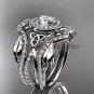 14kt white gold celtic trinity knot engagement ring with a Moissanite center stone CT789S