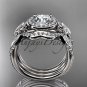14kt white gold celtic trinity knot engagement ring with a Moissanite center stone CT789S