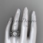 14kt white gold celtic trinity knot engagement ring with a Moissanite center stone CT789S