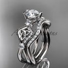 14kt white gold celtic trinity knot engagement set, wedding ring CT768S