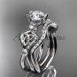 14kt white gold celtic trinity knot engagement set, wedding ring CT768S
