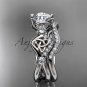 14kt white gold celtic trinity knot engagement set, wedding ring CT768S