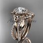 14kt rose gold celtic trinity knot engagement set, wedding ring CT768S