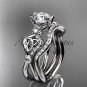 14kt white gold celtic trinity knot engagement set with a Moissanite center stone CT768S