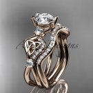 14kt rose gold celtic trinity knot engagement set with a Moissanite center stone CT768S