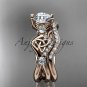 14kt rose gold celtic trinity knot engagement set with a Moissanite center stone CT768S