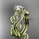 14kt yellow gold celtic trinity knot engagement set with a Moissanite center stone CT768S