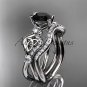 14kt white gold celtic trinity knot engagement set with a Black Diamond center stone CT768S
