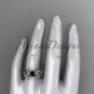 14kt white gold celtic trinity knot engagement set with a Black Diamond center stone CT768S