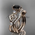 14kt rose gold celtic trinity knot engagement set with a Black Diamond center stone CT768S