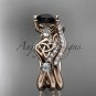 14kt rose gold celtic trinity knot engagement set with a Black Diamond center stone CT768S