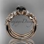 14kt rose gold celtic trinity knot engagement set with a Black Diamond center stone CT768S