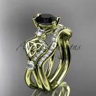 14kt yellow gold celtic trinity knot engagement set with a Black Diamond center stone CT768S