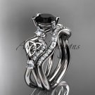 Platinum  celtic trinity knot engagement set with a Black Diamond center stone CT768S