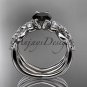 Platinum celtic trinity knot engagement set with a Black Diamond center stone CT768S