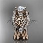 14kt rose gold celtic trinity knot engagement ring, wedding ring with double matching band CT768S