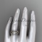 14kt rose gold celtic trinity knot engagement ring, wedding ring with double matching band CT768S
