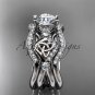 14kt white gold celtic trinity knot engagement ring,Moissanite , double matching band CT768S