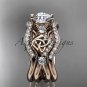 14kt rose gold celtic trinity knot engagement ring,Moissanite , double matching band CT768S