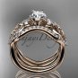 14kt rose gold celtic trinity knot engagement ring,Moissanite , double matching band CT768S