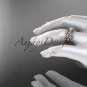 14kt rose gold celtic trinity knot engagement ring,Moissanite , double matching band CT768S