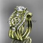 14kt yellow gold celtic trinity knot engagement ring,Moissanite , double matching band CT768S