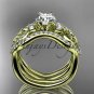 14kt yellow gold celtic trinity knot engagement ring,Moissanite , double matching band CT768S