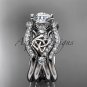 platinum celtic trinity knot engagement ring,Moissanite , double matching band CT768S