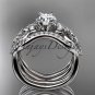 platinum celtic trinity knot engagement ring,Moissanite , double matching band CT768S