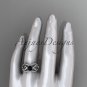 14kt white gold celtic trinity knot engagement ring,Black Diamond, double matching band CT768S
