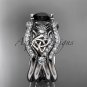 platinum celtic trinity knot engagement ring,Black Diamond, double matching band CT768S