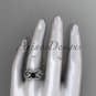 platinum celtic trinity knot engagement ring,Black Diamond, double matching band CT768S