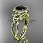 14k yellow gold diamond celtic trinity knot engagement ring with a Black Diamond center stone CT7127