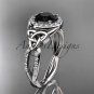 Platinum diamond celtic trinity knot engagement ring with a Black Diamond center stone CT7127
