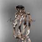 14kt rose gold diamond celtic trinity knot engagement set with a Black Diamond center stone CT7132S
