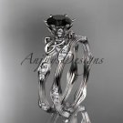 Platinum  diamond celtic trinity knot engagement set with a Black Diamond center stone CT7132S