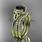 14kt yellow gold diamond celtic trinity knot engagement set,Black Diamond  CT7155S