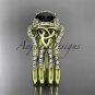 14k yellow gold diamond celtic trinity knot wedding ring,Black Diamond,double matching band CT7155S