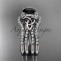 Platinum diamond celtic trinity knot wedding ring,Black Diamond,double matching band CT7155S
