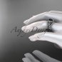 Platinum diamond celtic trinity knot wedding ring,Black Diamond,double matching band CT7155S