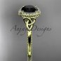 14k yellow gold diamond celtic trinity knot engagement ring with a Black Diamond center stone CT7157