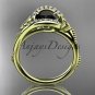 14k yellow gold diamond celtic trinity knot engagement ring with a Black Diamond center stone CT7166
