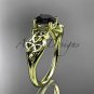 14kt yellow gold celtic trinity knot engagement ring with a Black Diamond center stone CT7169