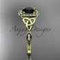 14k yellow gold diamond celtic trinity knot engagement ring with a Black Diamond center stone CT7179