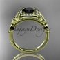 14k yellow gold diamond celtic trinity knot engagement ring with a Black Diamond center stone CT7179
