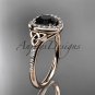 14kt rose gold diamond celtic trinity knot engagement ring with a Black Diamond center stone CT7201