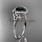 Platinum diamond celtic trinity knot engagement ring with a Black Diamond center stone CT7201