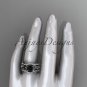 14kt white gold diamond celtic trinity knot wedding ring,Black Diamond,double matching band CT7211S