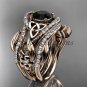 14kt rose gold diamond celtic trinity knot wedding ring,Black Diamond,double matching band CT7211S