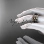 14kt rose gold diamond celtic trinity knot wedding ring,Black Diamond,double matching band CT7211S